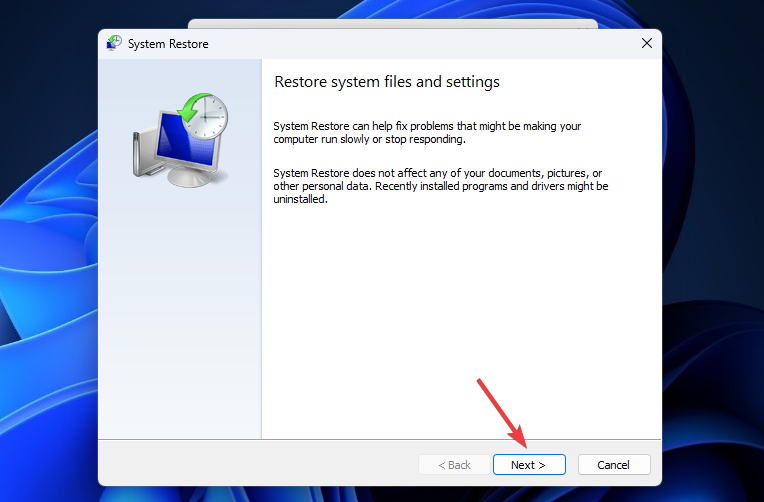 restore system files and settings