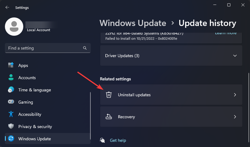 uninstall updates