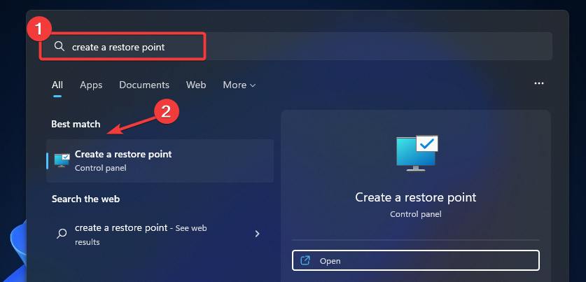 create a restore point