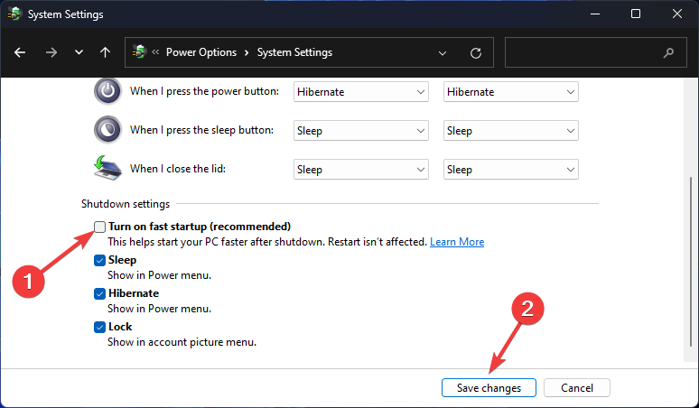 turn off fast startup