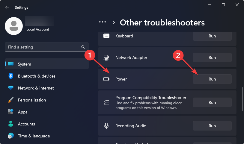 Start power troubleshooting