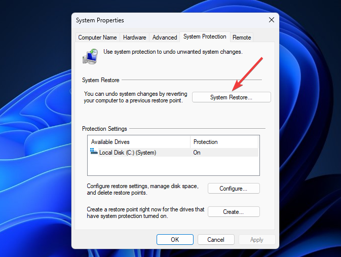 system restore