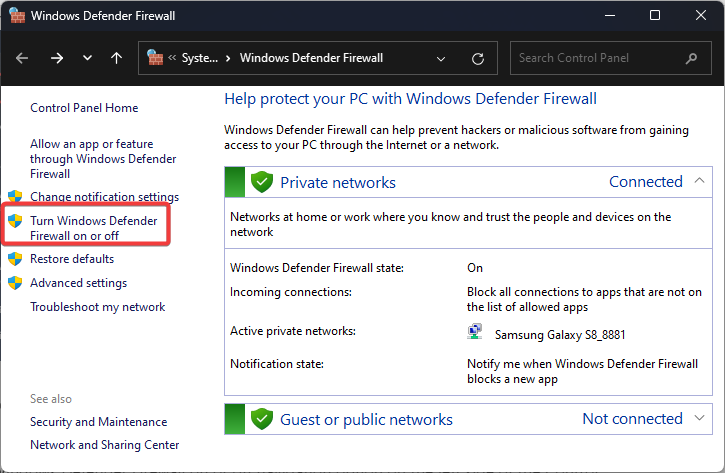 Turn off Windows defender