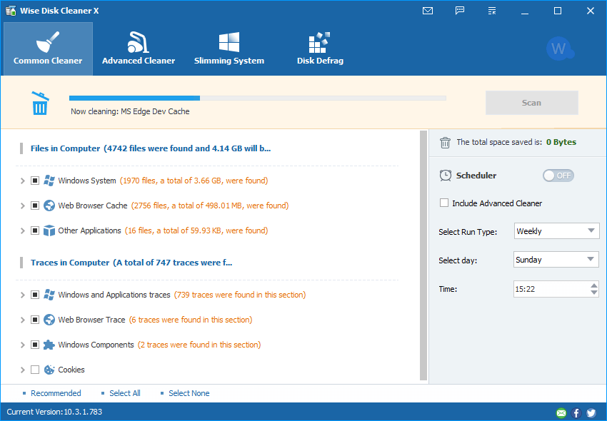 Wise Disk Cleaner to scan and delete junk files