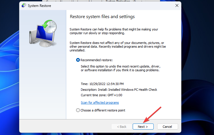 Proceed to restore