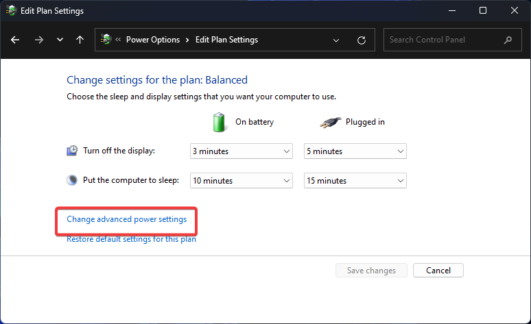 Change advanced settings