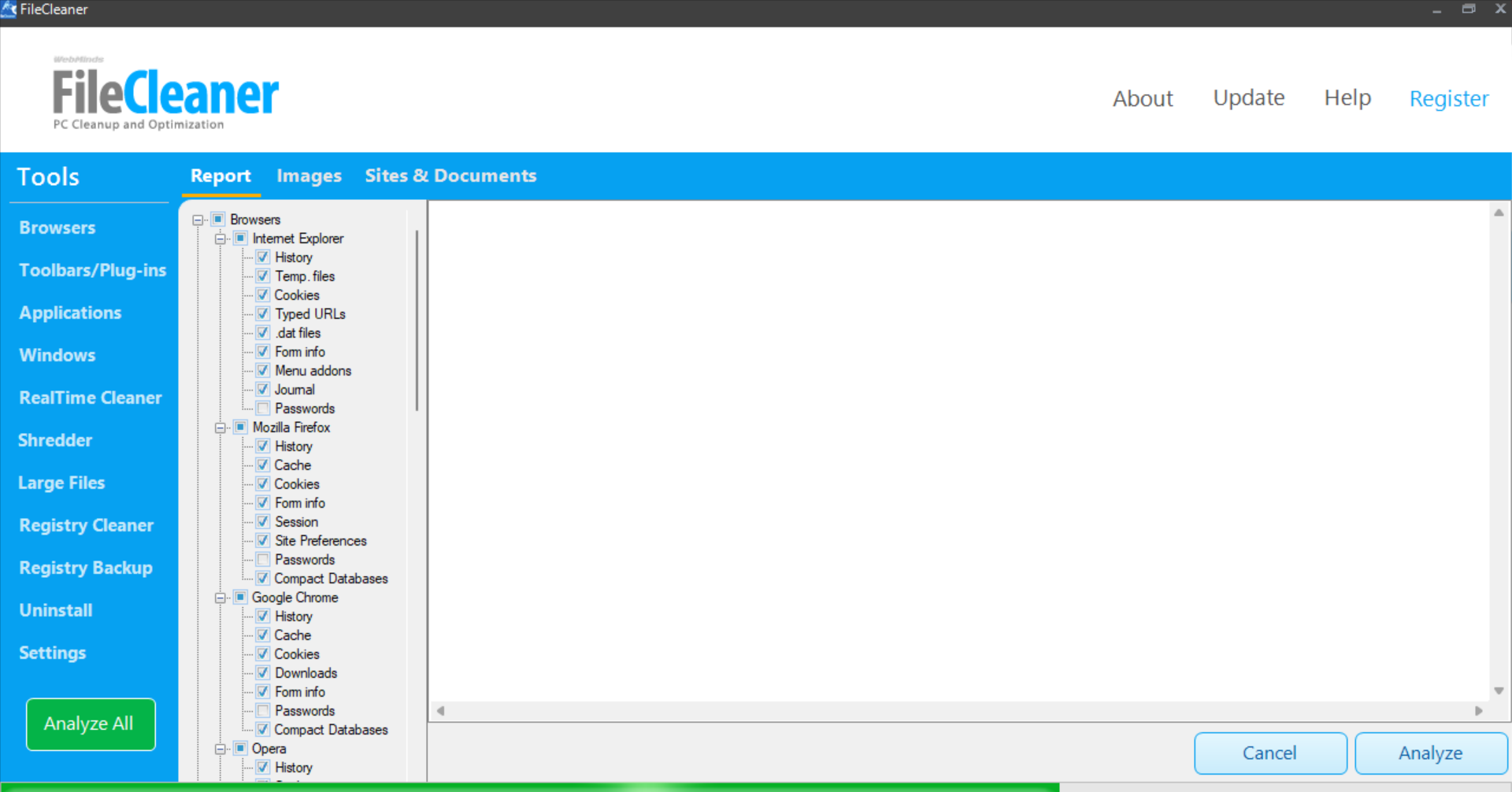 FileCleaner to scan and delete junk files