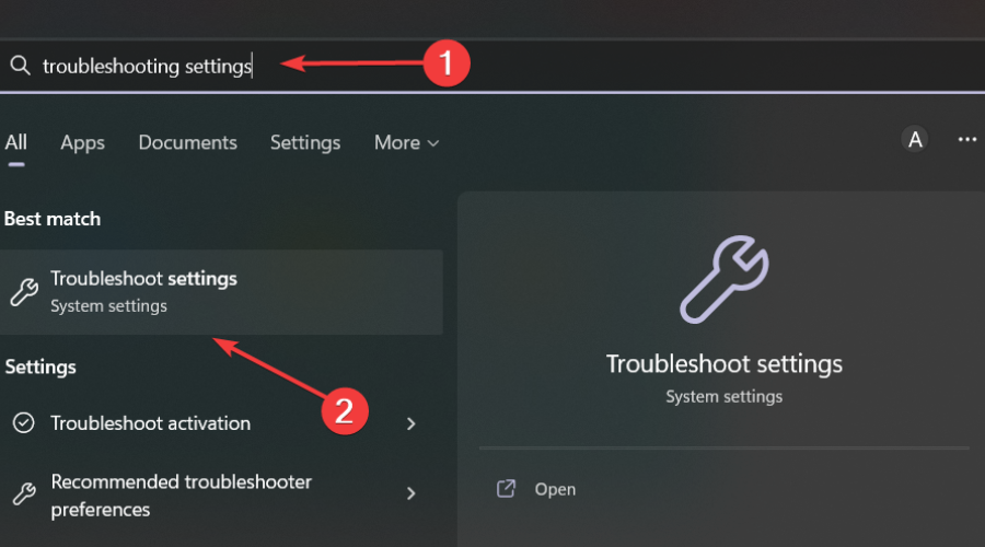 troubleshooting settings