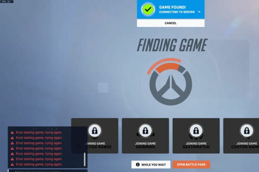 overwatch 2 error starting game