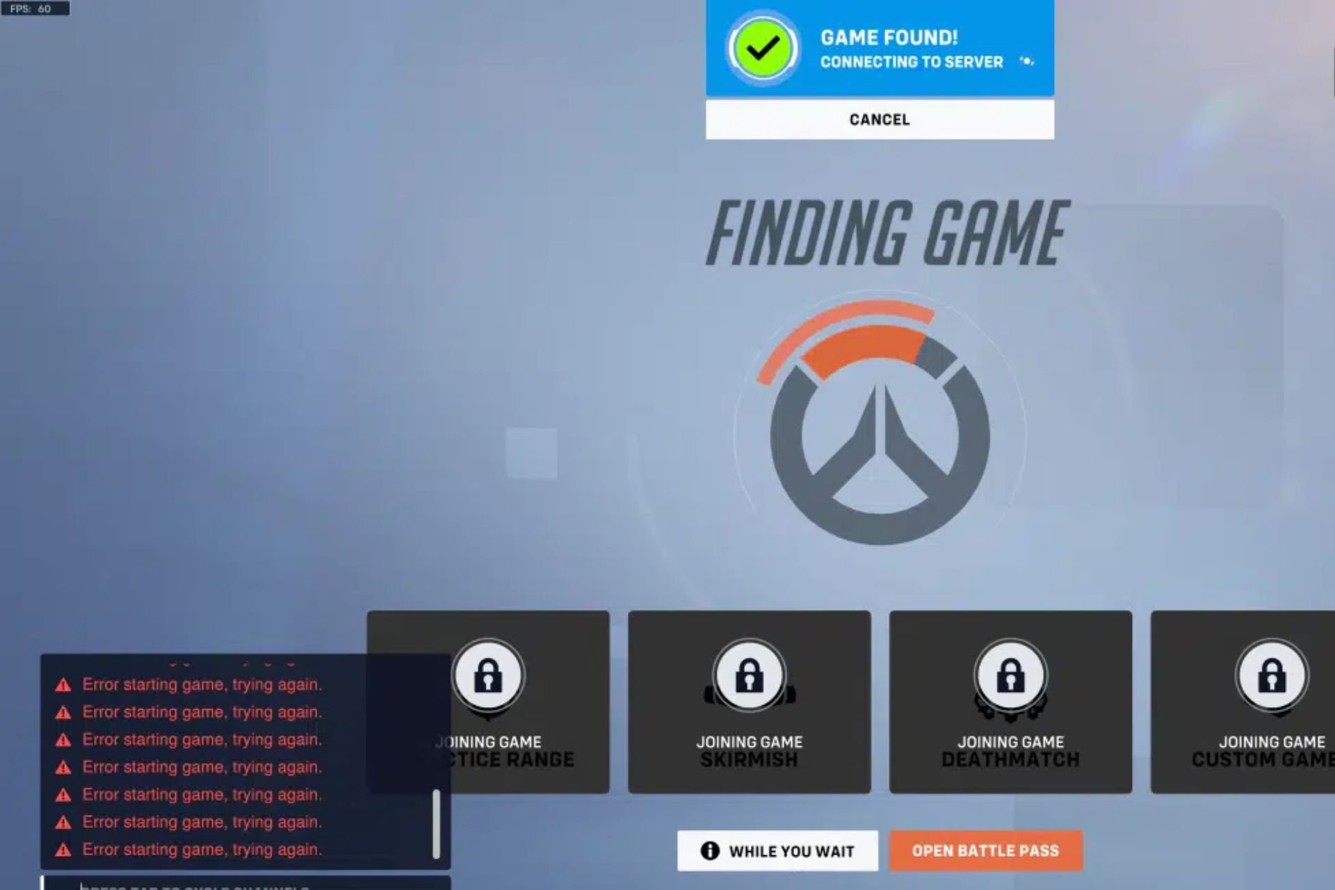 overwatch 2 error starting game