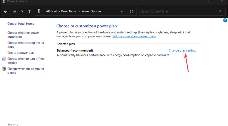 change plan settings