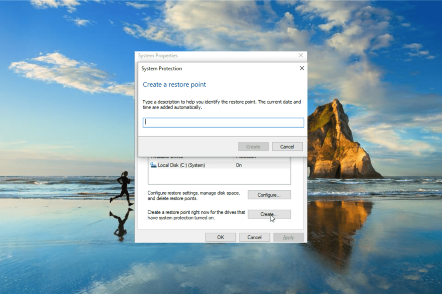 create restore point windows 10