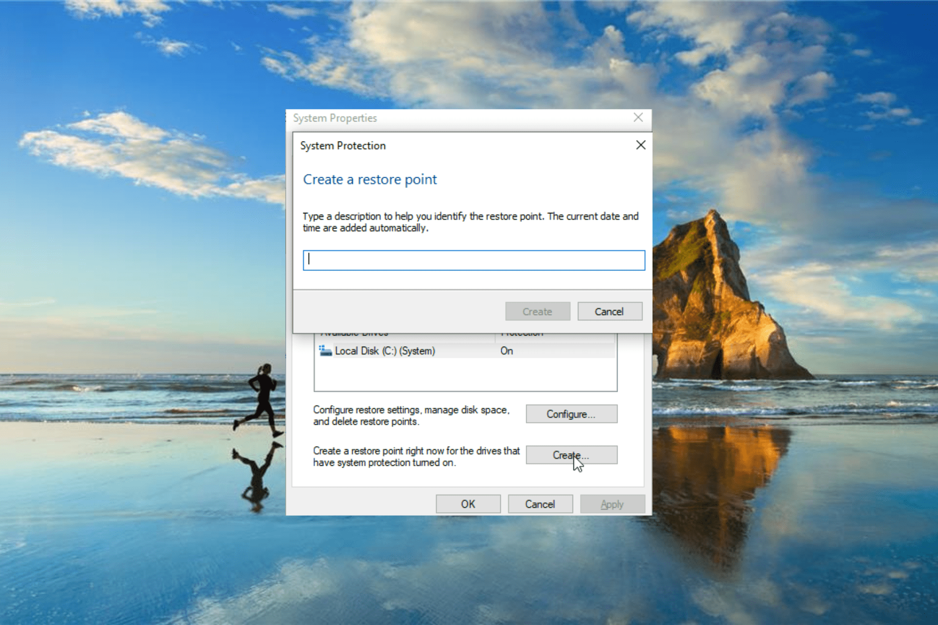 create restore point windows 10