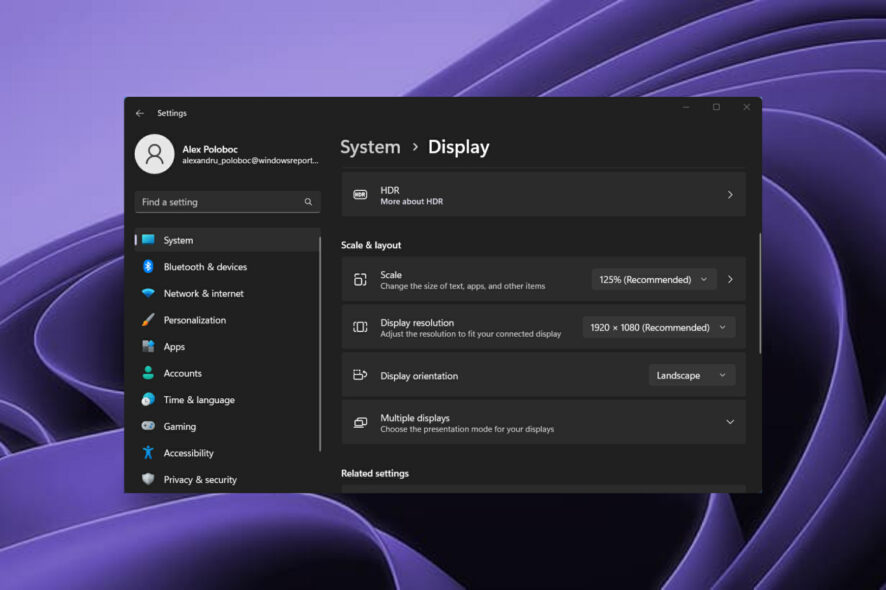 display settings