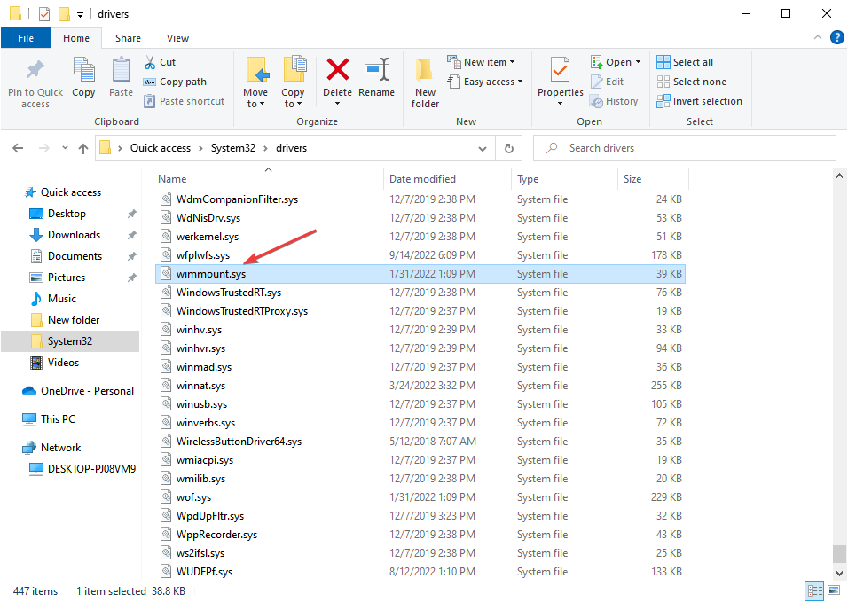 check wimmount.sys to fix 0x80070003