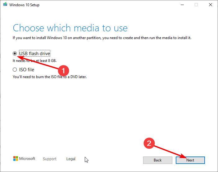 flash drive reset this pc not working