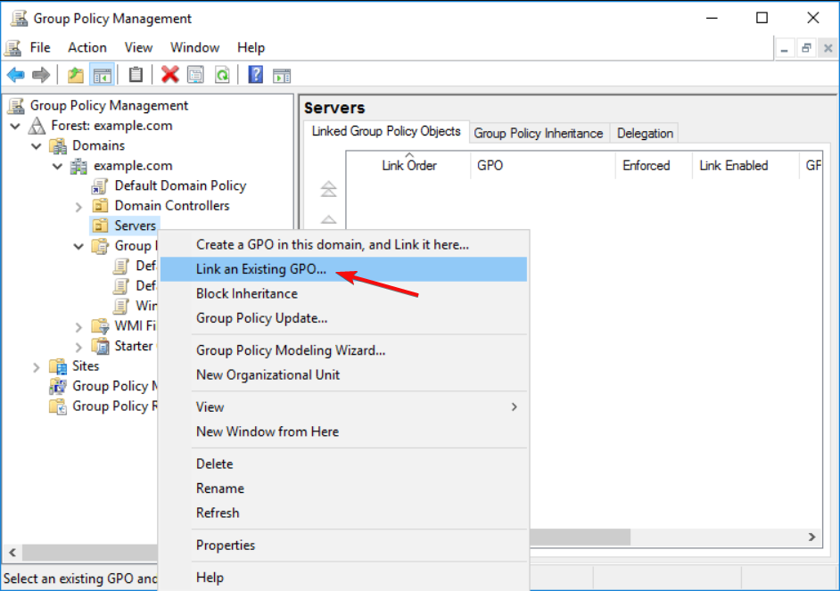 link an existing gpo setting
