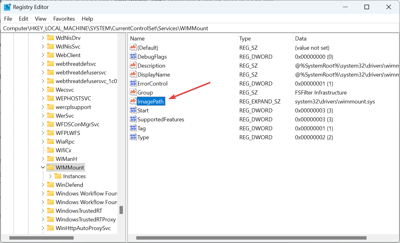 imagepath to fix 0x80070003