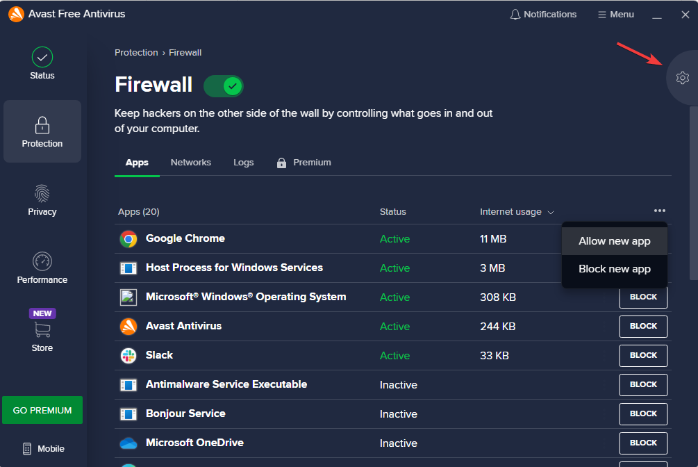 AVAST SETTINGs