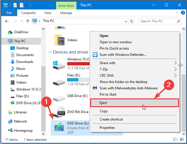 Move all the files necessary and now, right-click on the drive and click on Eject to unmount the ISO file | Hyper V not booting from ISO