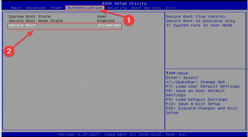 Locate the Secure Boot setting in the BIOS setting and disable it | Hyper V not booting from ISO