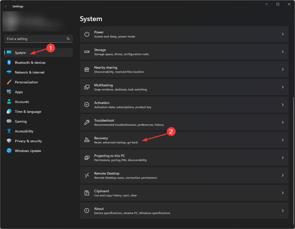 System - Recovery Windows 11