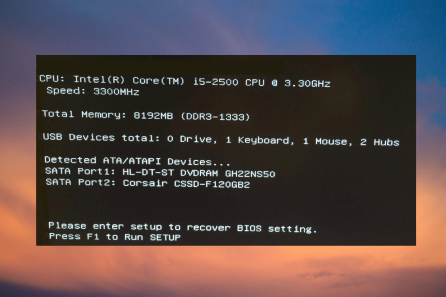 bios settings error