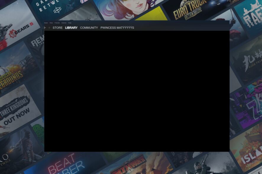 steam library black screen