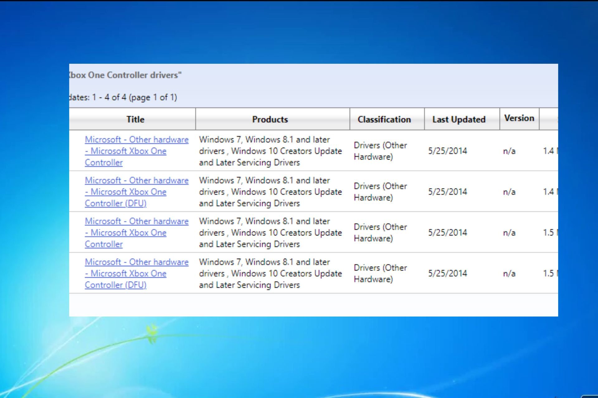 windows 7 xbox one controller driver download