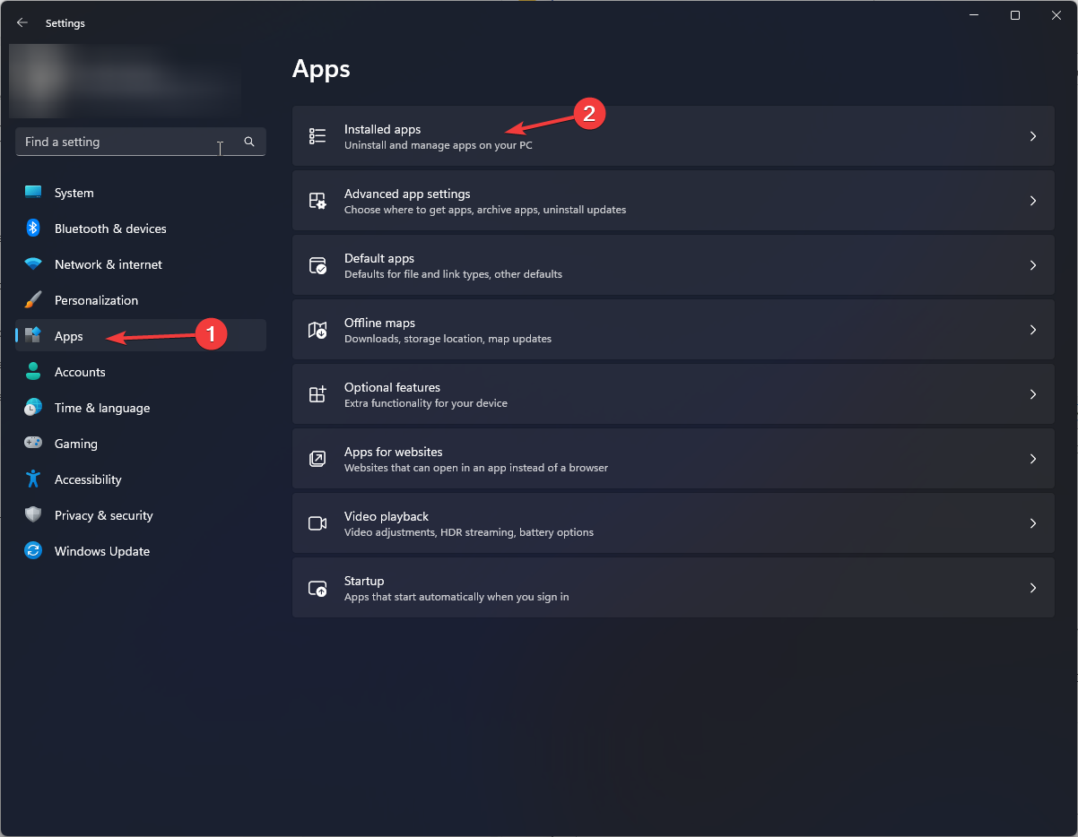Apps, installed apps -