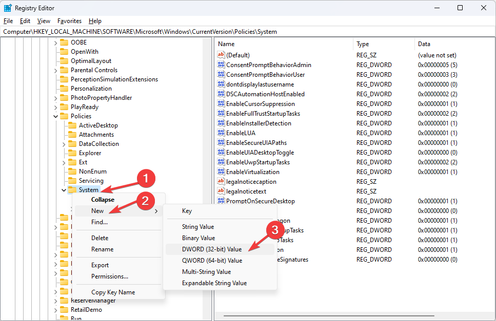 Edit DWORD -Fast User Switching Windows 10