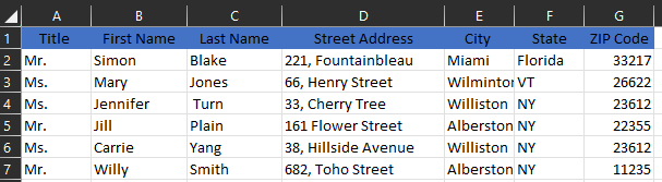 Arrange your data - Print labels EXCEL