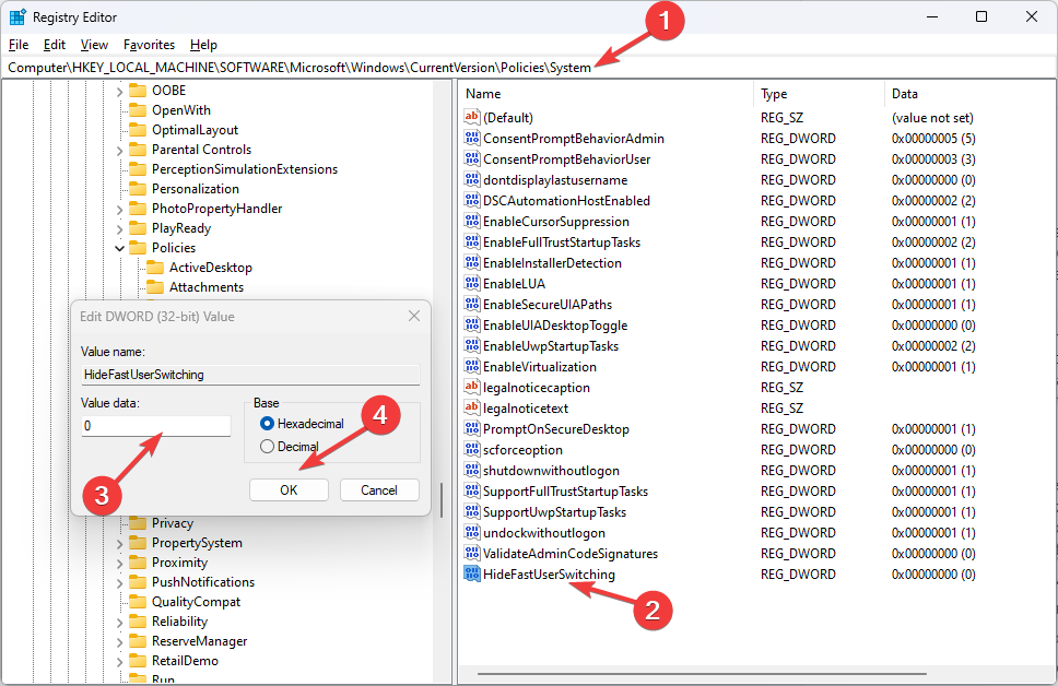 Hidefastuserswitching windows 10