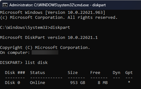 List Disk -Invalid media or Track 0 bad