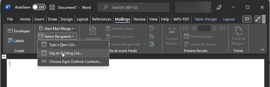 Mailing list