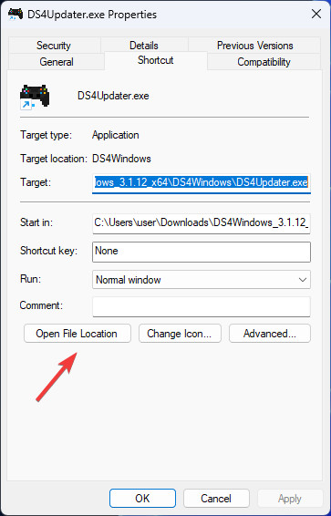 Open File location - uninstall DS4Windows