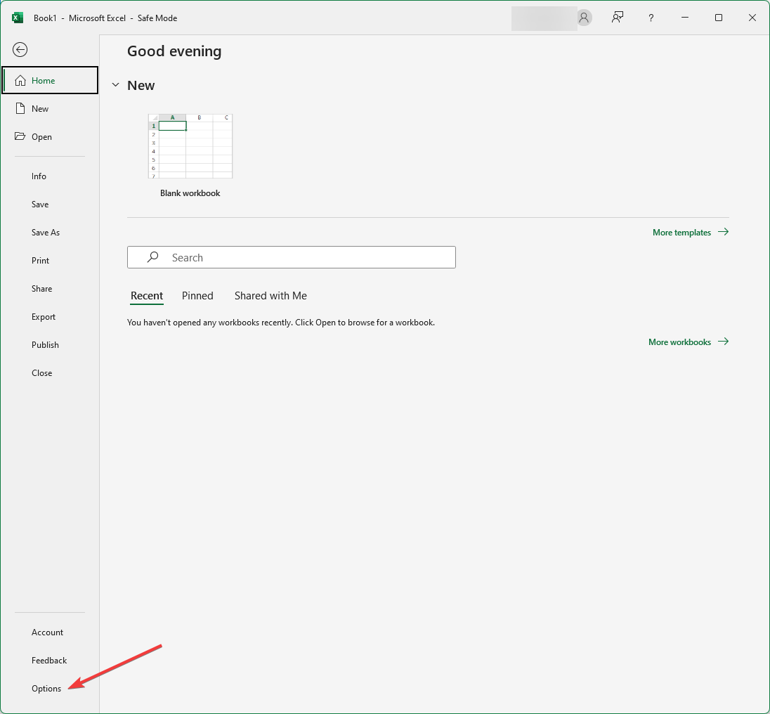 Options -excel has run into an error that is preventing it from working correctly