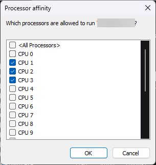 Affinità del processore