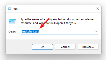 run mdsched.exe command