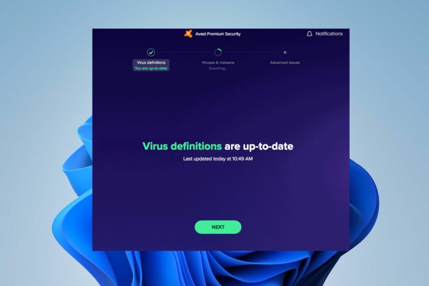 avast installing additional definitions