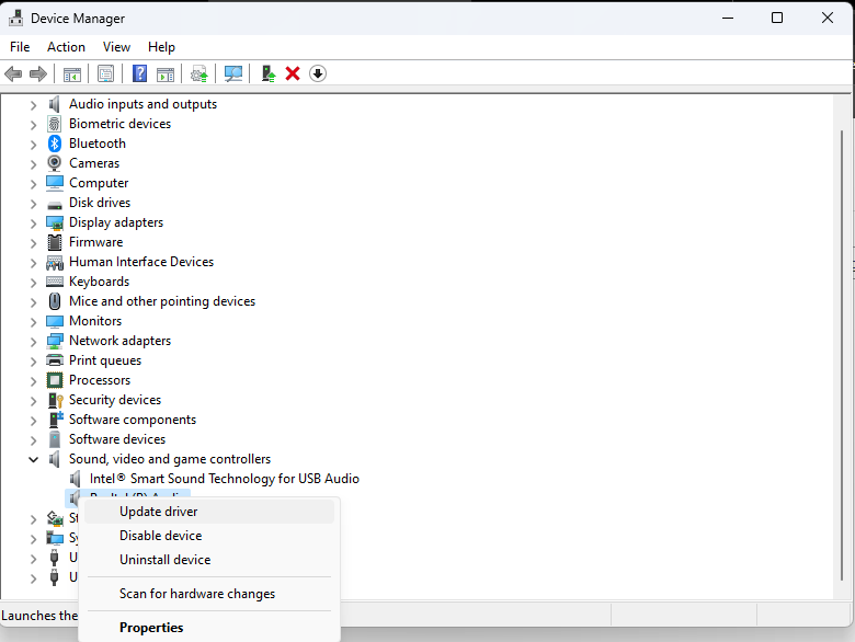 Update audio driver