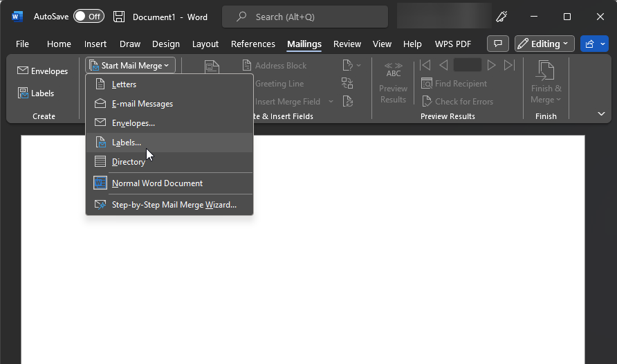 Start Mail Merge