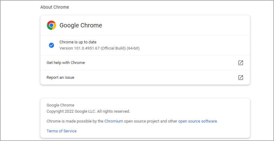 chrome check for updates