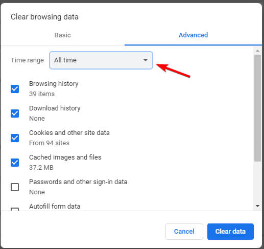 clear all time data chrome
