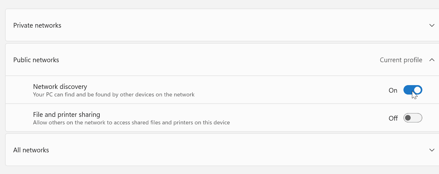 enable network discovery
