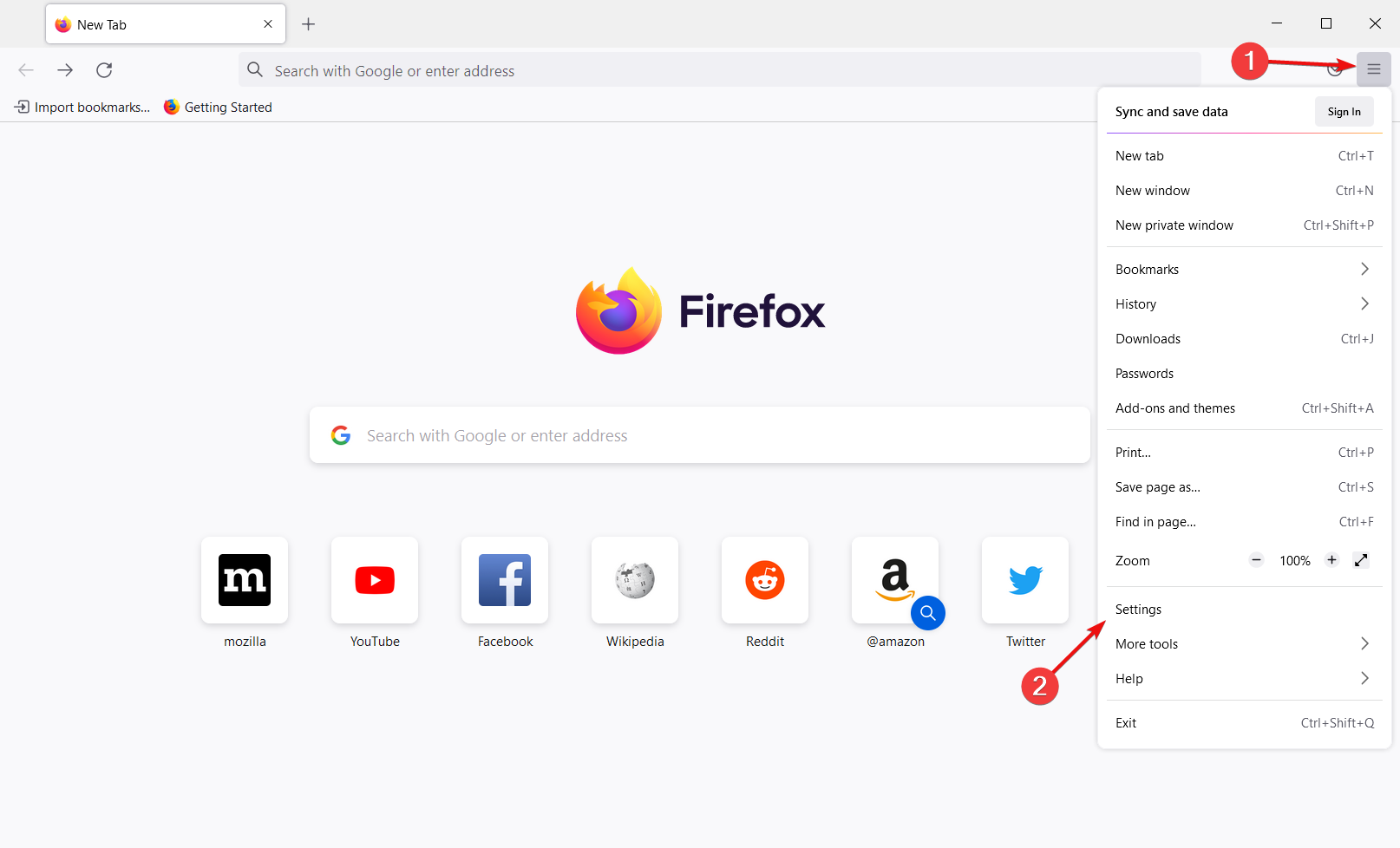 firefox settings