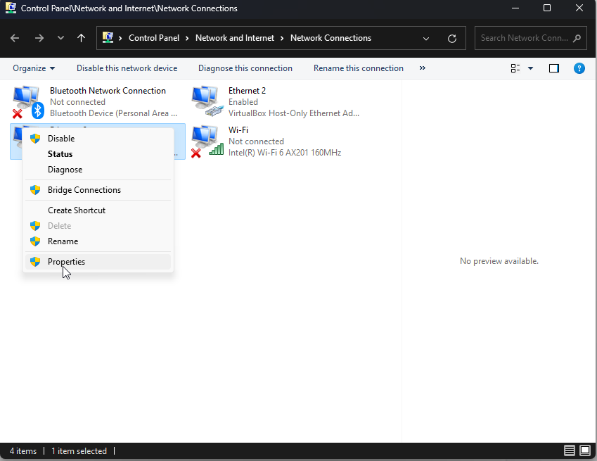 network settings PC