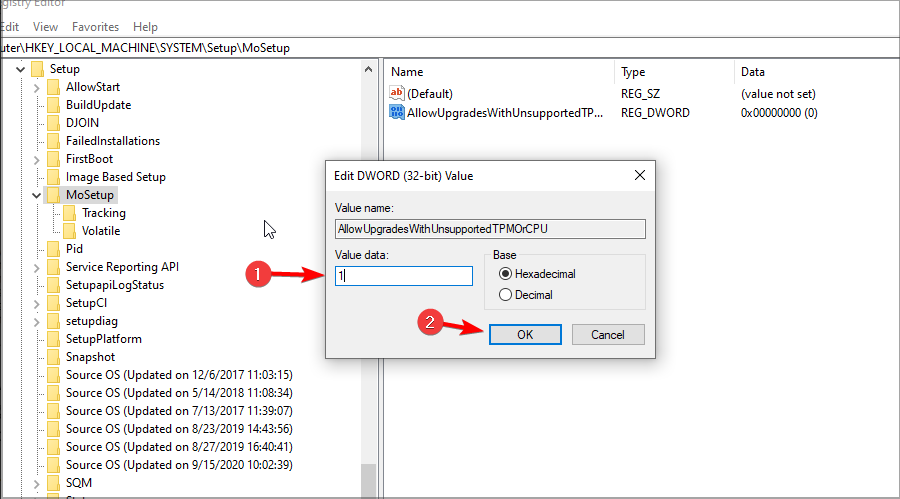 value data the pc must support tpm 2.0