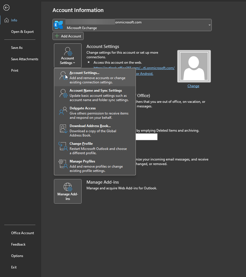 Account settings
