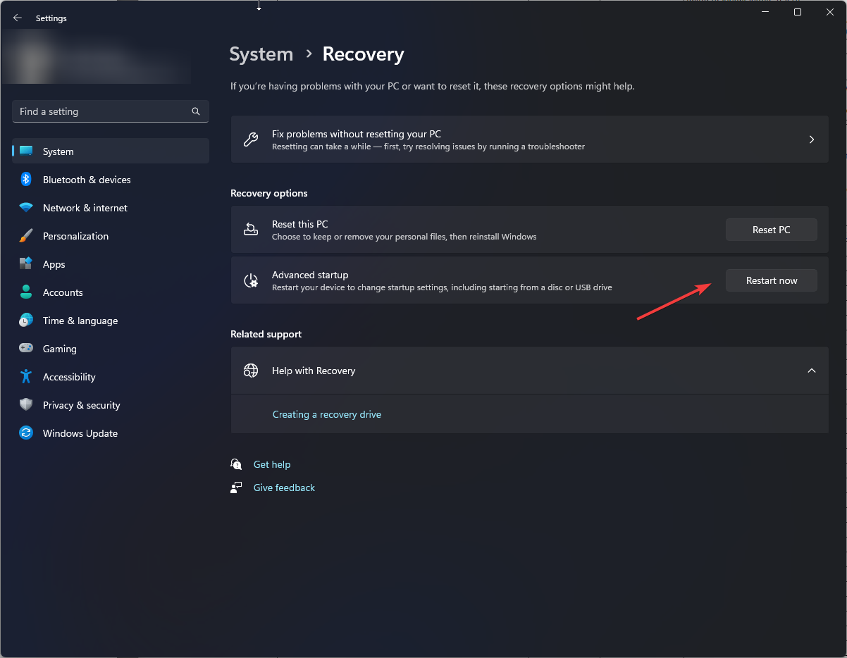 Advanced Startup -hdd issues after power outage